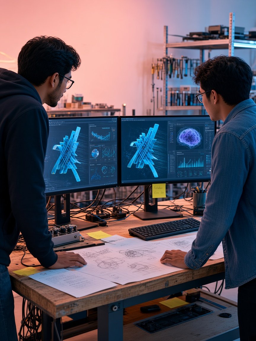 Illustrative photograph of someone building a tailored business system at a workstation.